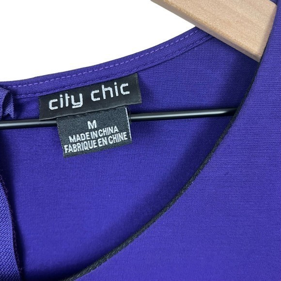 City Chic Womens Purple Long Sleeve Asymmetrical Peek-A- Boo Dress Plus Size 18 - Picture 3 of 5